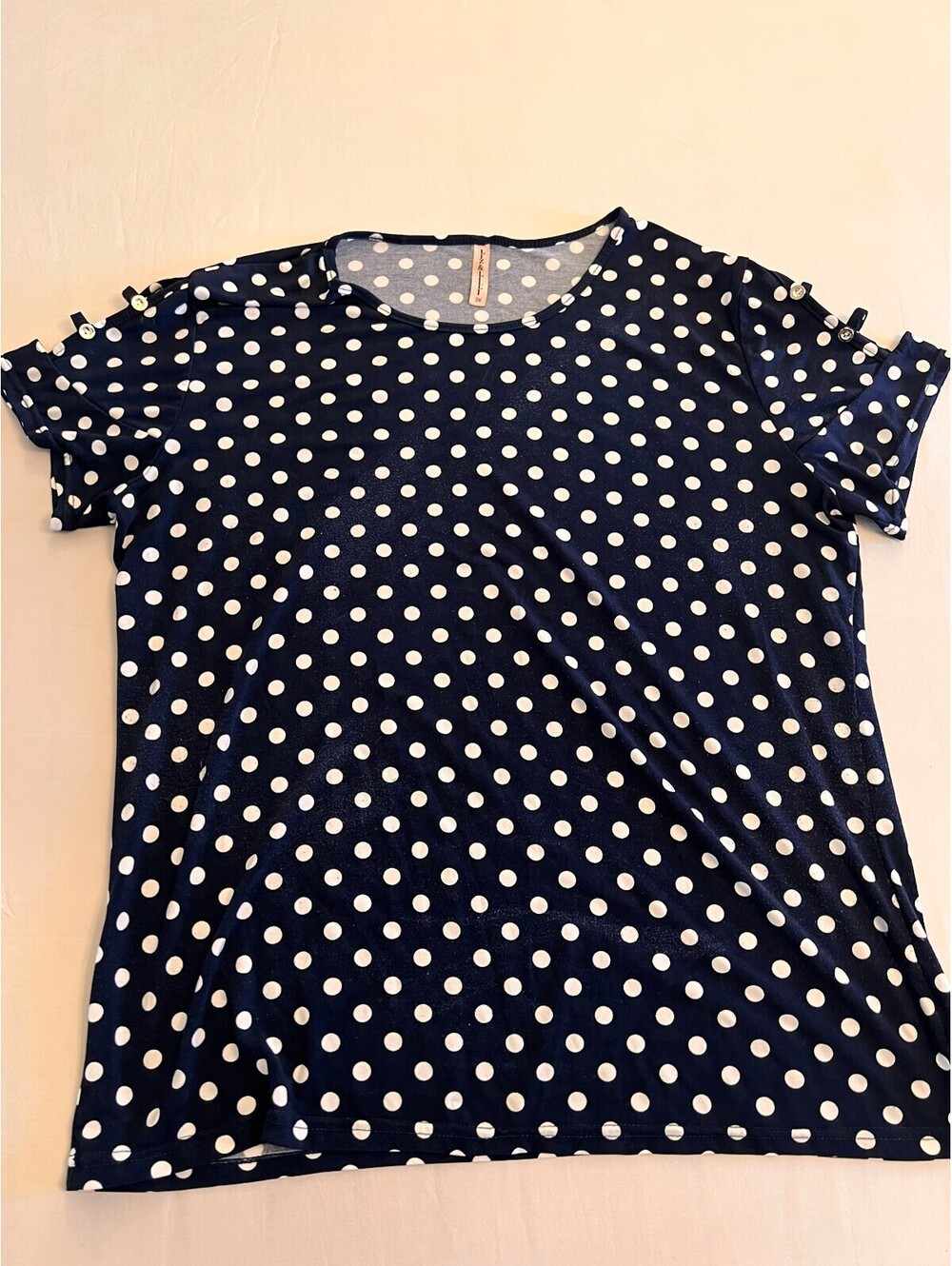 Liz & Lili Navy Blue Polka Dot Plus Size T-Shirt 3X